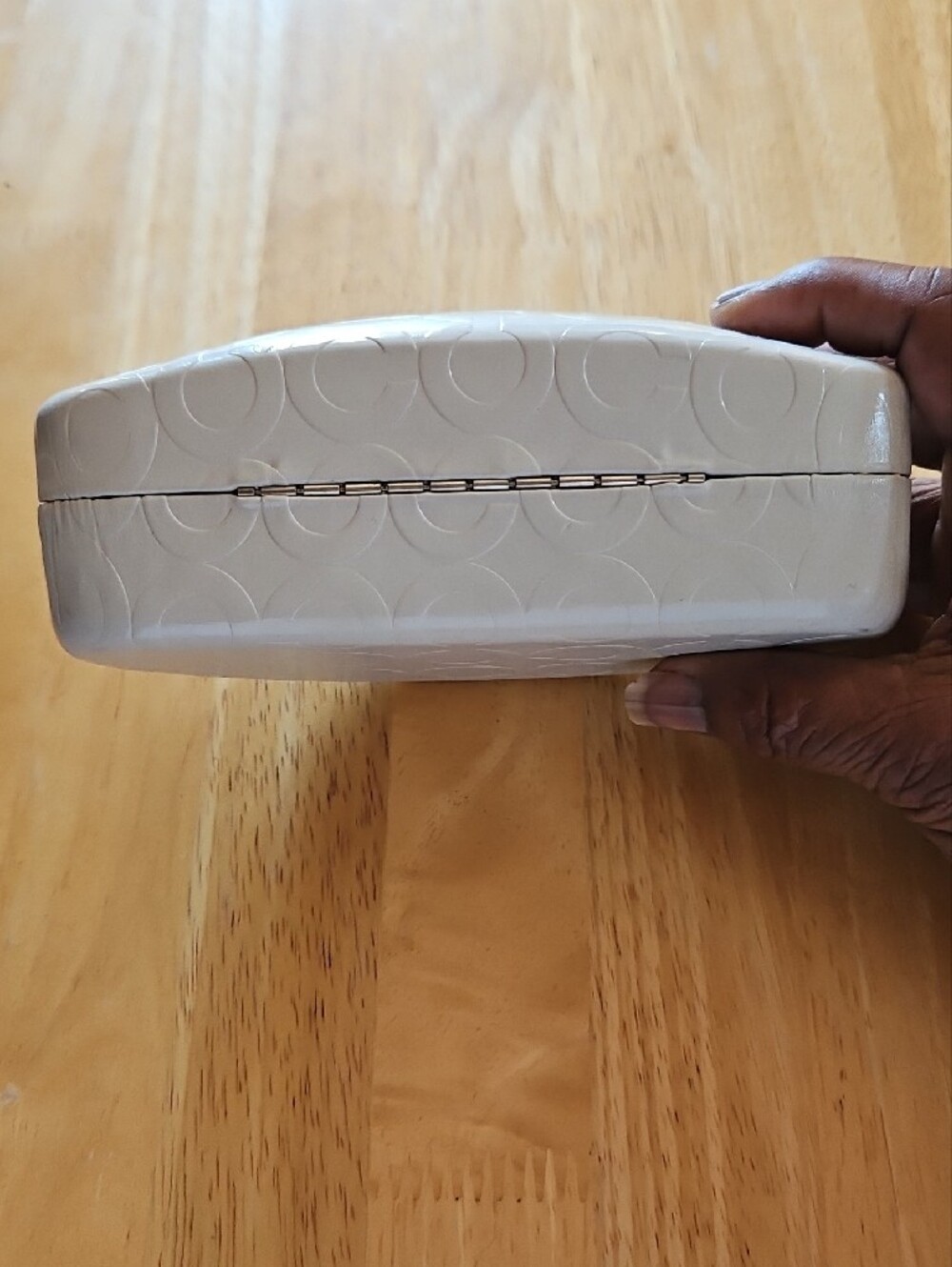 Coach White Embossed Signature Hard Sunglasses Case - Picture 5 of 8